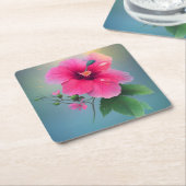 Eén grote hibiscus in volbloei vierkante kartonnen onderzetter (Schuin)
