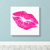 Een grote kus roze lips moderne canvas (Insitu (Houten vloer))