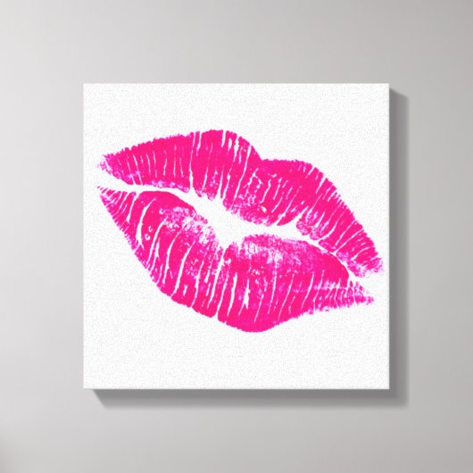 Een grote kus roze lips moderne canvas afdruk (Voorkant)