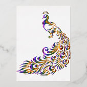 Een grote pauw bruiloft Folie uitnodiging (Achterkant)