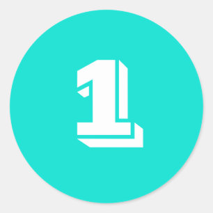 Een grote ronde turquoise nummer Stickers van Janz