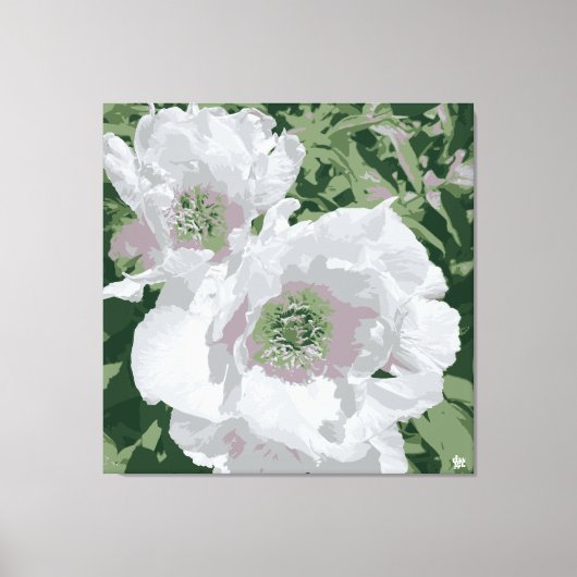 Een grote witte pioen op canvas. canvas afdruk (Voorkant)