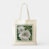 Een grote witte pioen op canvas canvas tas. tote bag (Achterkant)