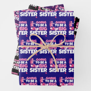 Een grote zuster - een roze keiharde harten inpakpapier vel