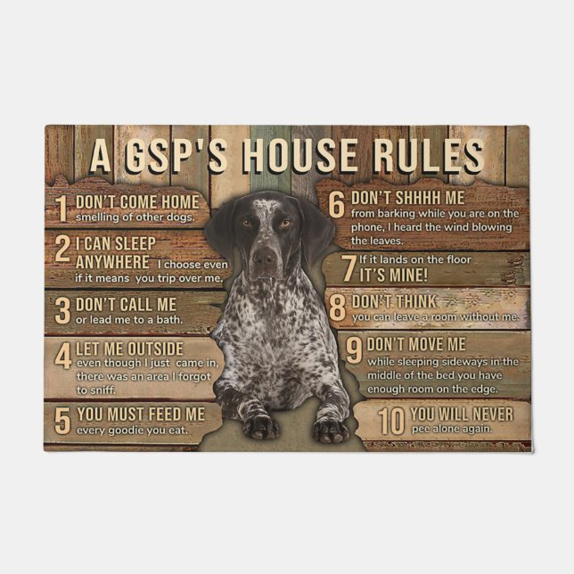 Een GSP House Rule Doormat, Funny Dog Deurmat (Voorkant)