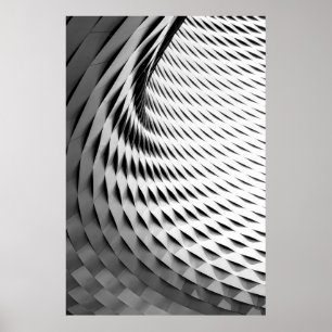 EEN GURVEERD FABRIEK DAT IN WITTE LATTICEWORK WORD POSTER