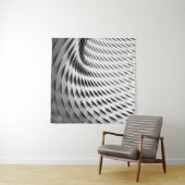 EEN GURVEERD FABRIEK DAT IN WITTE LATTICEWORK WORD WANDKLEED (In situ)