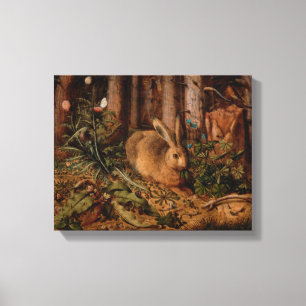 Een haas in het bos Canvas Afdruk
