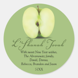 Een half groene appel Rosh Hashanah Ronde Sticker