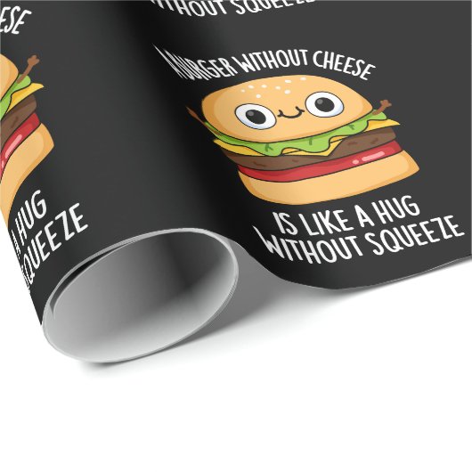 Een hamburger zonder kaas Grappig eten Pun donker Cadeaupapier (Rol Hoek)