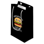 Een hamburger zonder kaas Grappig eten Pun donker  Klein Cadeauzakje (Voorkant Gekanteld)