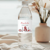 Een handgetekende Italiaanse rode Vrijgezellenfees Waterfles Etiket