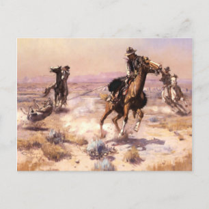 “Eén handige” westerse kunst van Charles M Russell Briefkaart