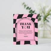 Een Happy Babe Roze 1e Verjaardag Dank u kaart (Staand voorkant)