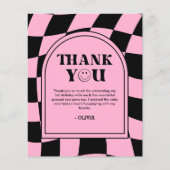 Een Happy Babe Roze 1e Verjaardag Dank u kaart (Voorkant)