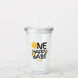Een Happy Babe Yellow Sunny Bee Girls 1e verjaarda Acryl Drinkbeker
