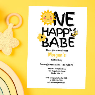 Een Happy Babe Yellow Sunny Bee Girls 1e verjaarda Kaart