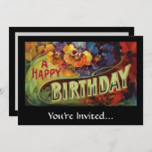 Een Happy Birthday  geschilderd Kaart (Voorkant / Achterkant)