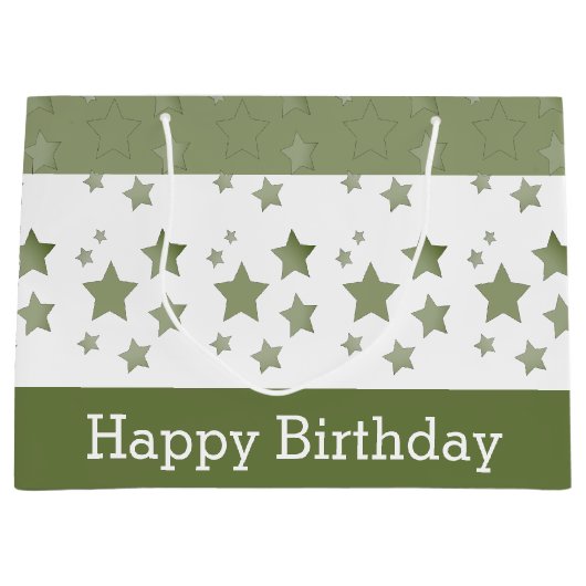 Een Happy Birthday Grote Groene en Witte Cadeautas (Voorkant)