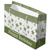 Een Happy Birthday Grote Groene en Witte Cadeautas (Voorkant Gekanteld)
