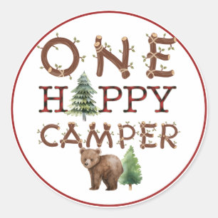 Een Happy Camper 1e Verjaardagsgunst Sticker
