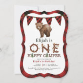 Eén Happy Camper 1st Birthday Party uitgenodigd Kaart (Voorkant)