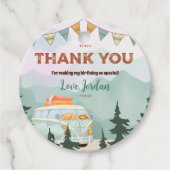 Een Happy Camper Birthday Cirkel Dank u Label (Voorkant)