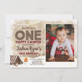 Eén Happy Camper Birthday Invitation Camping Party Kaart (Voorkant)
