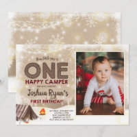 Eén Happy Camper Birthday Invitation Camping Party
