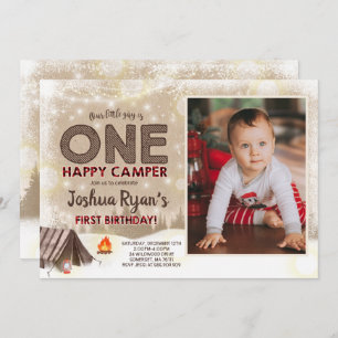 Eén Happy Camper Birthday Invitation Camping Party Kaart