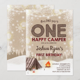 Eén Happy Camper Birthday Invitation Camping Party Kaart