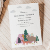 Eén Happy Camper Birthday-uitnodiging Kaart