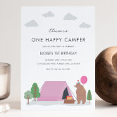 Eén Happy Camper Birthday-uitnodiging Kaart