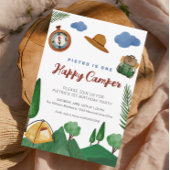 Eén Happy Camper Boys 1e verjaardag uitnodiging