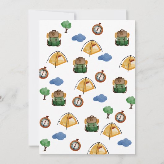 Eén Happy Camper Boys 1e verjaardag uitnodiging (Achterkant)