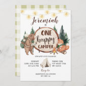 Een Happy Camper Camping Eerste Verjaardag uitnodi Kaart (Voorkant / Achterkant)