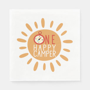 Een Happy Camper First Birthday Camping Sun Party Servet