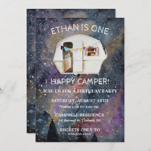 Een Happy Camper First Birthday Party Kaart