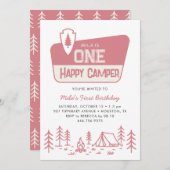 Een Happy Camper Girls 1e Camping Forest Verjaarda Kaart (Voorkant / Achterkant)