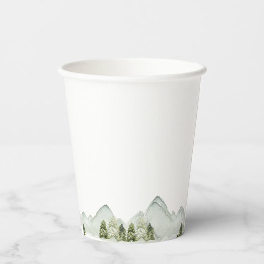 Een Happy Camper Mountains 1e verjaardag Papieren Bekers (Achterkant)