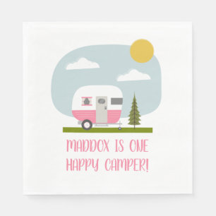 Een Happy Camper Pink Trailer Birthday Napkins Servet