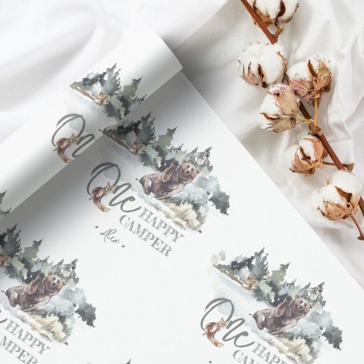 Een Happy Camper Rustic Birthday Party Cadeaupapier