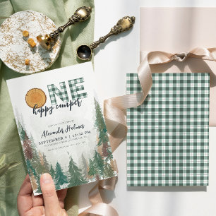 Eén Happy Camper Sage Green 1st Birthday Kaart