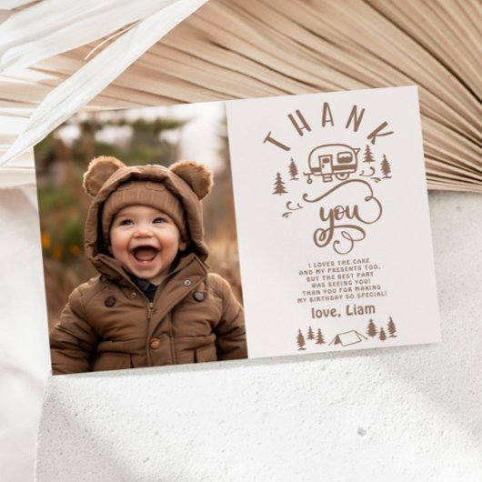 Een Happy Camper Verjaardag foto bedankkaart Kaart