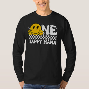 Een Happy Dude Mama Mom Groovy 1e verjaardag famil T-shirt
