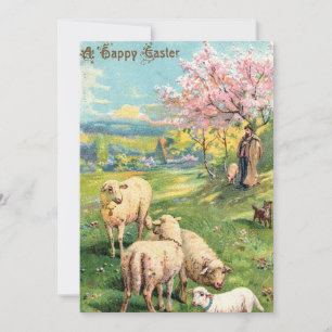 Een Happy Easter-lammeren wenskaart Feestdagenkaart
