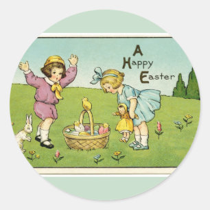 Een Happy Easter Light Green Round-Sticker Ronde Sticker