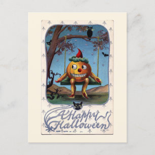 Een Happy Halloween-pompoen op Swing Briefkaart