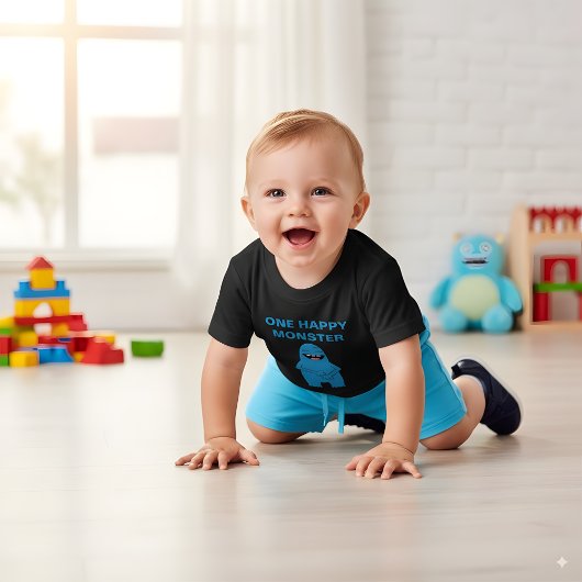 Eén Happy Monster Halloween Birthday Custom Text