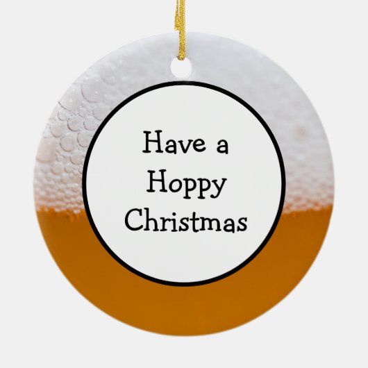 Een hapy kerstbier hebben keramisch ornament (Achterkant)